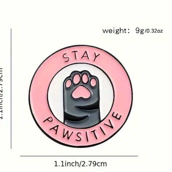 Cat Brooch Pin | Stay Pawsitive - Picture 4 of 5